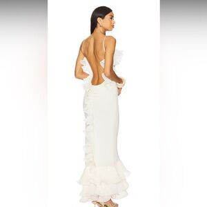 REVOLVE White Halter Backless Gown